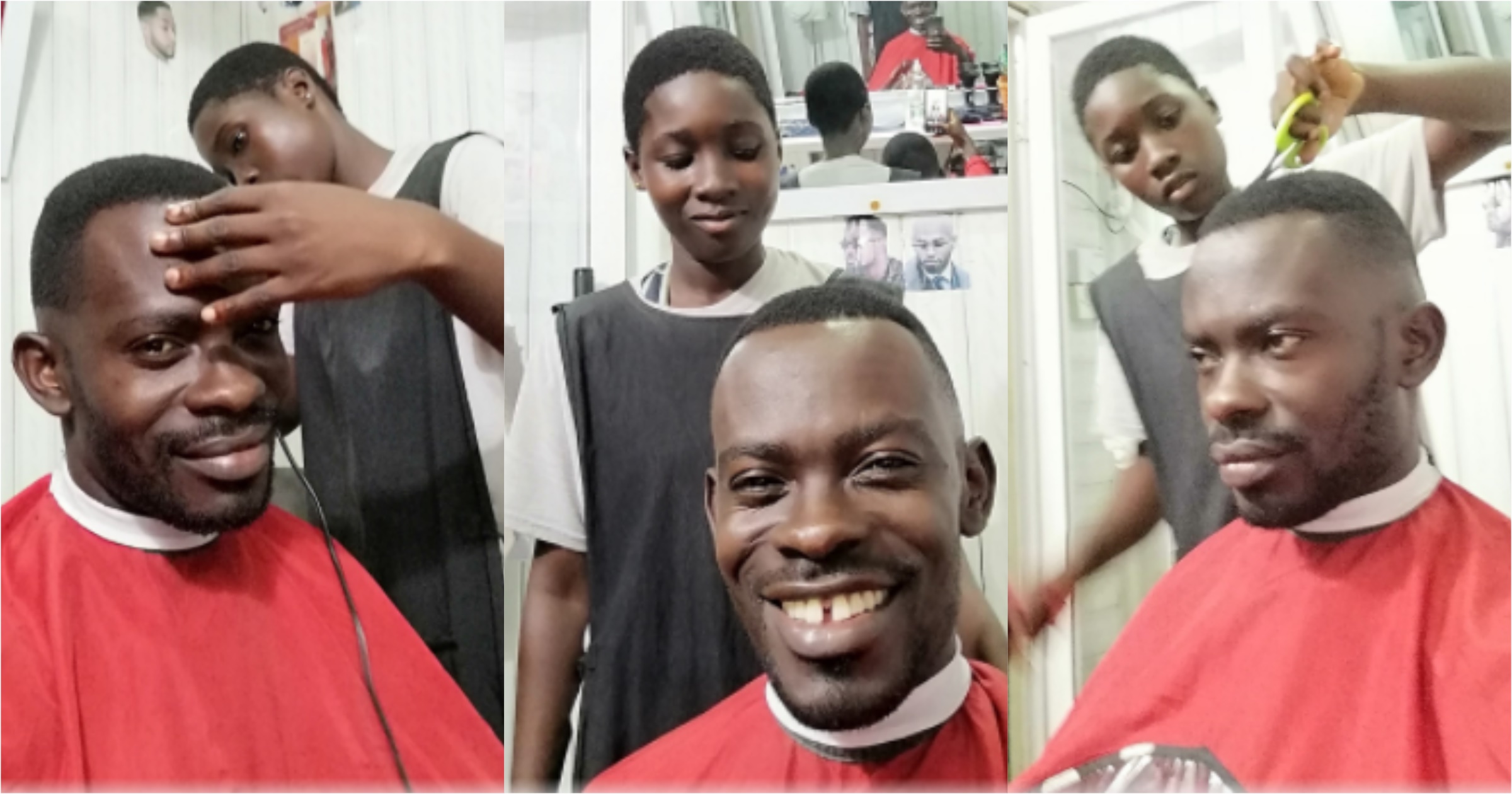 Mansah: Free SHS graduate working as a barber to save money for university (Photos)