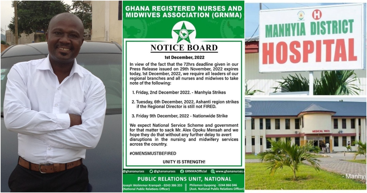 Manhyia hospital nurses begins strike from Friday Dec 2 over abusive NSS director