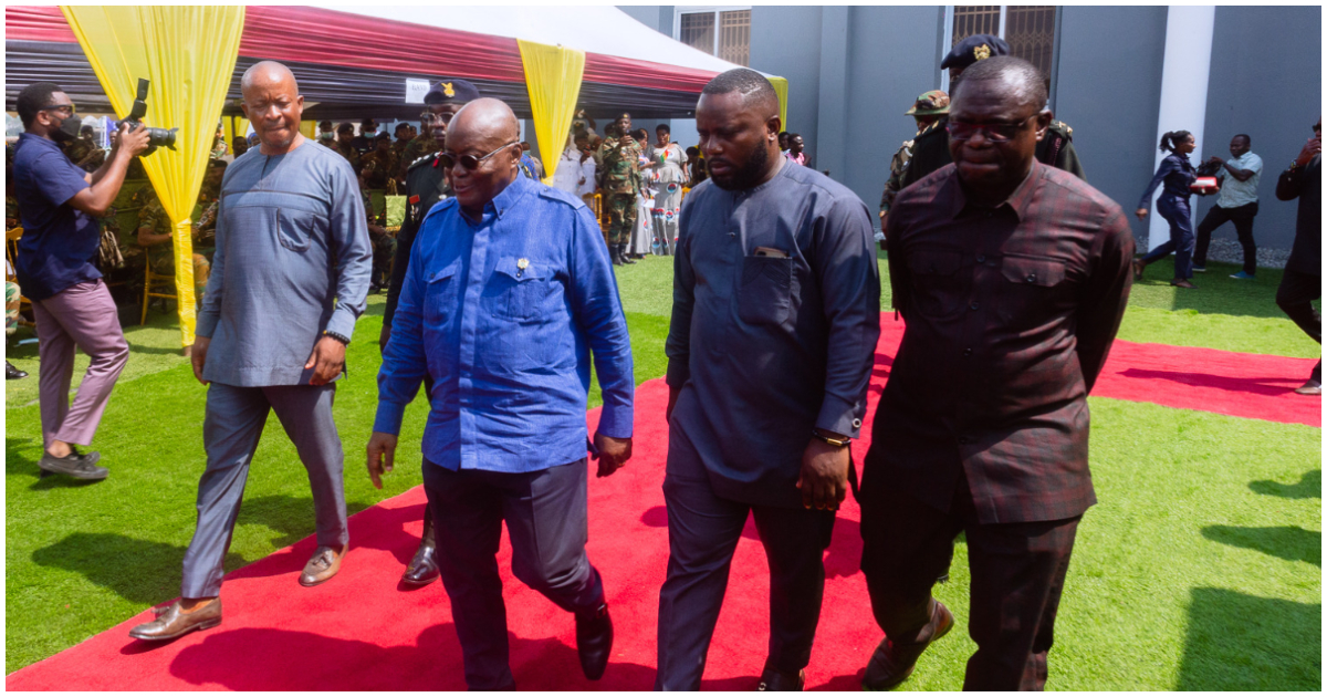 President Nana Addo walks with officials