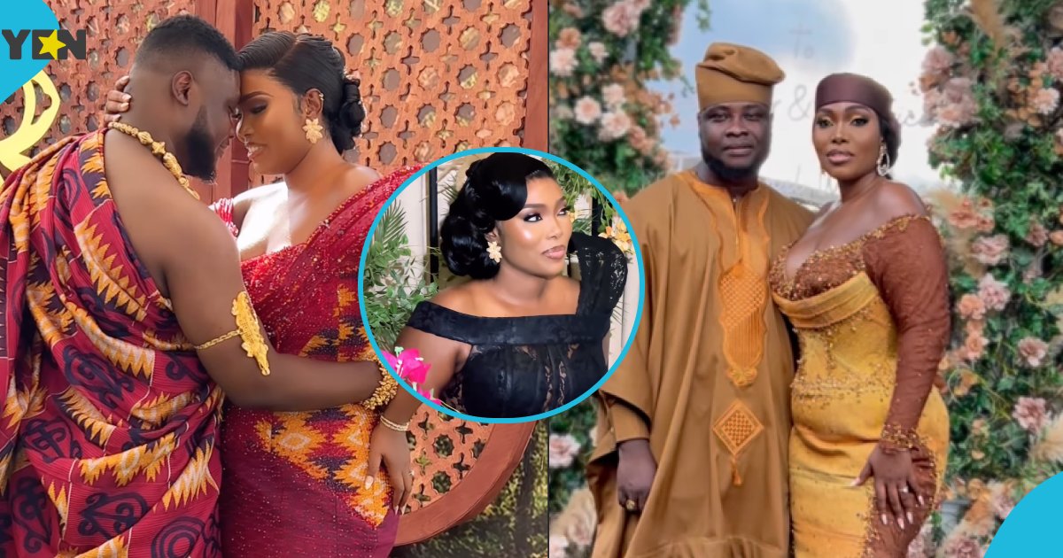 Kennedy Osei's wife: Tracy Osei's brother marries in lavish event, pretty bride rocks 2 corseted kente gowns