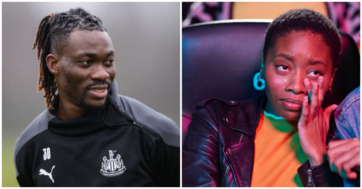 Photo of Christian Atsu and a lady weeping