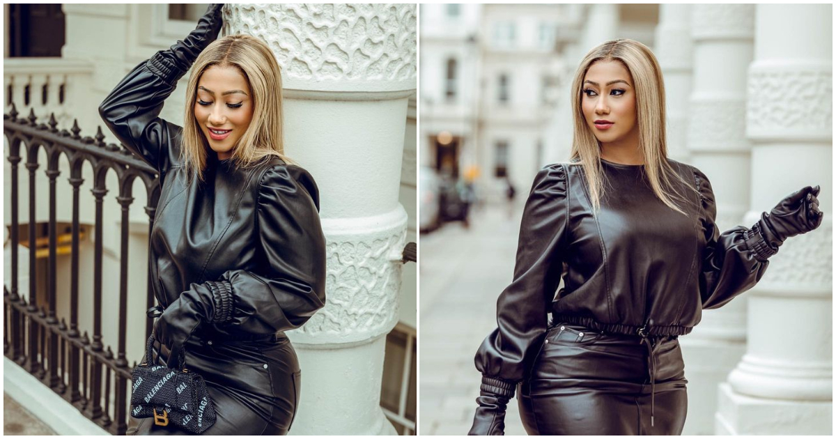 Hajia4Reall slays in all-black leather outfit