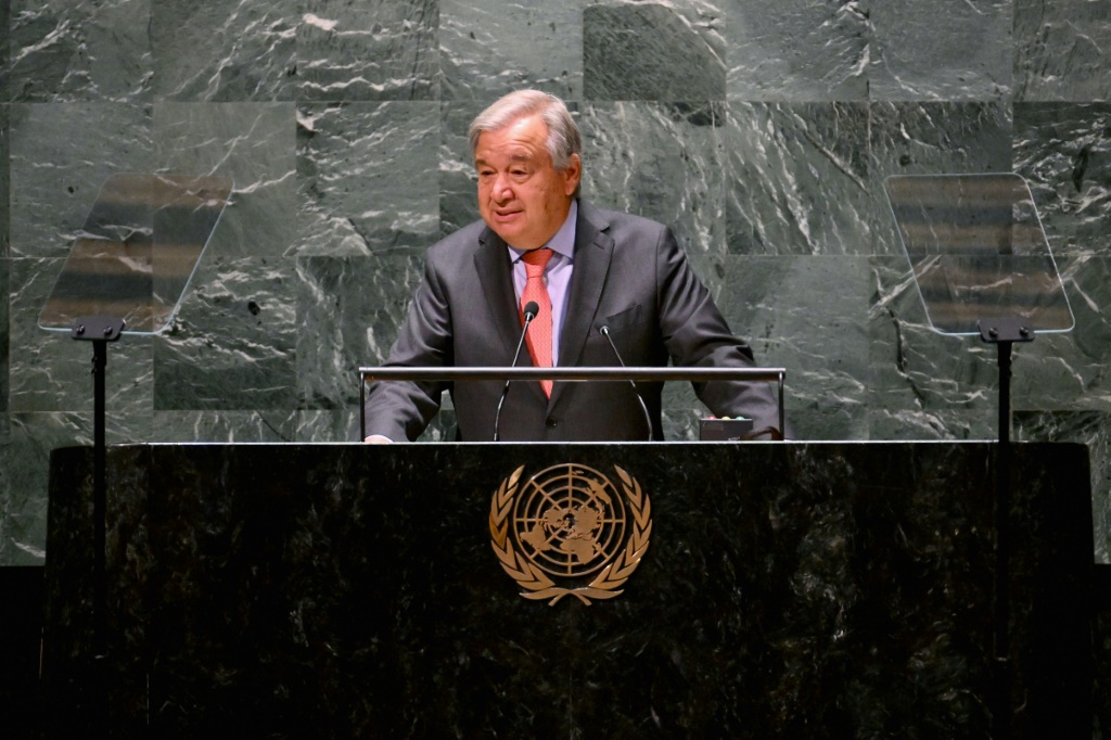 UN Secretary-General Antonio Guterres addresses the 2022 Review Conference of the Parties to the Treaty on the Non-Proliferation of Nuclear Weapons at the United Nations in New York City on August 1, 2022