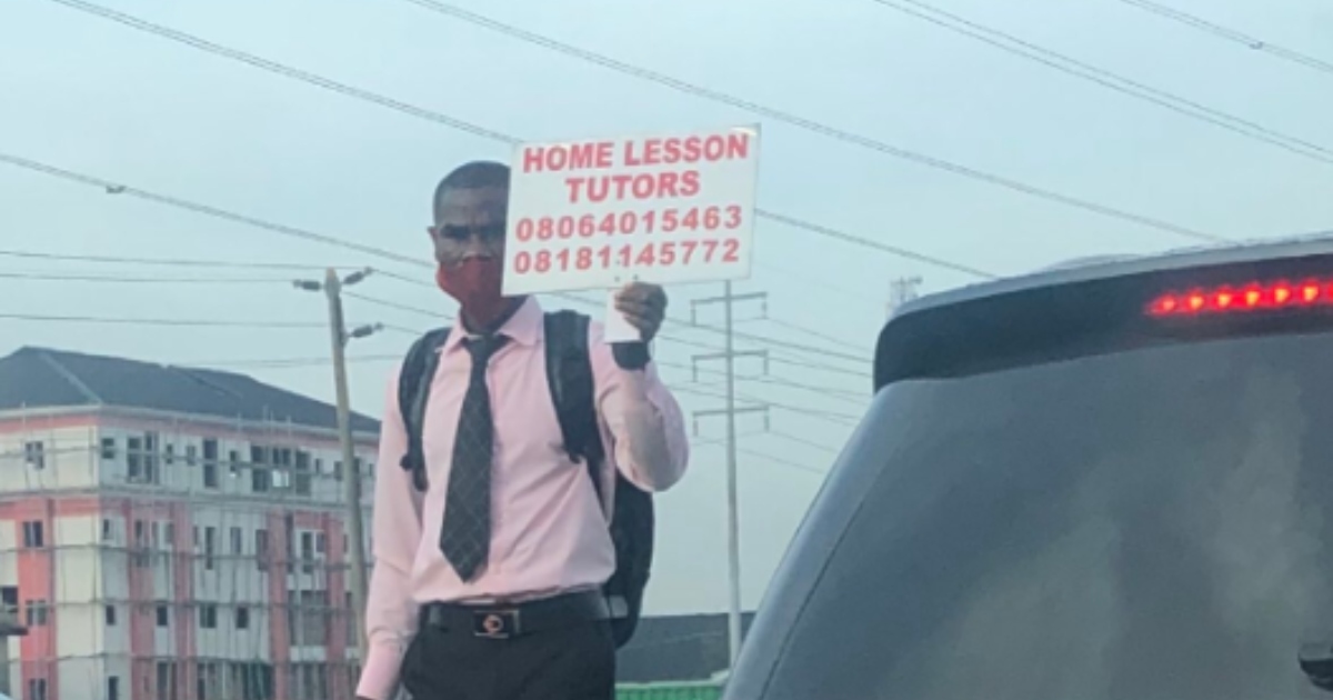 Confident man seeks for a job in traffic