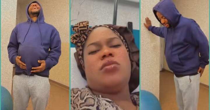 Nigerian man rocks baby bump, acts like pregnant wife