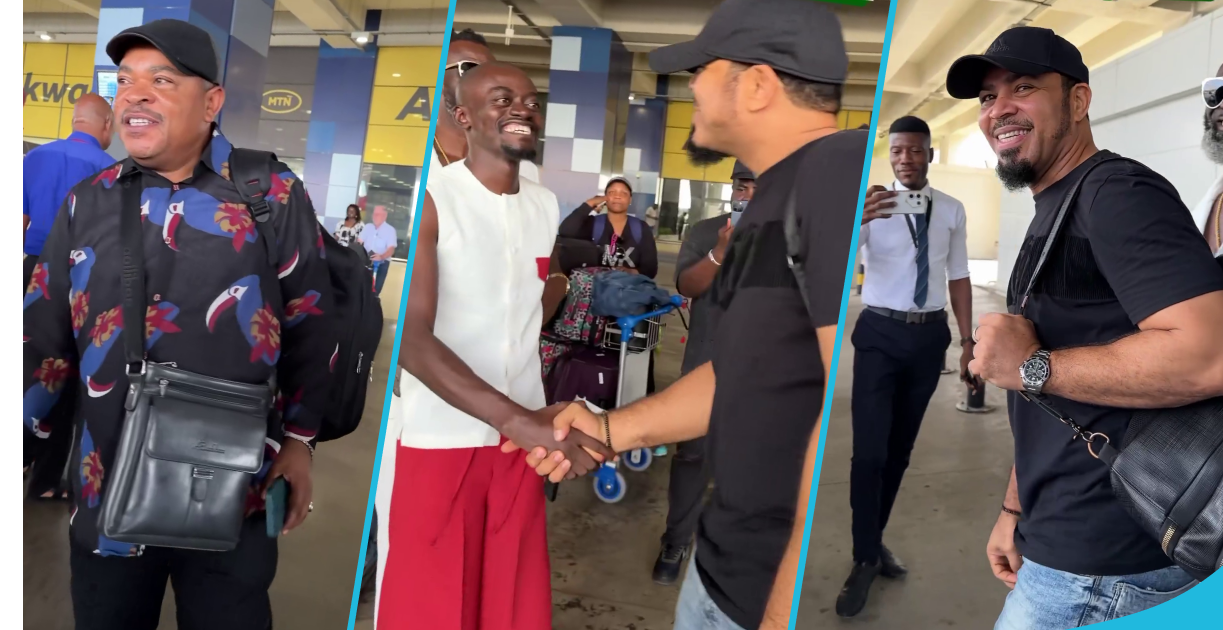 Lil Win welcoming Victor Osuagwu and Ramsey Nouah to Ghana