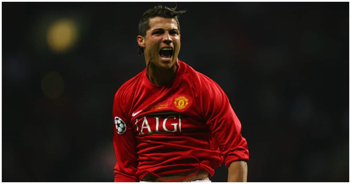 Ronaldo celebrates a goal during his first spell with Man United. Photo: Getty Images.