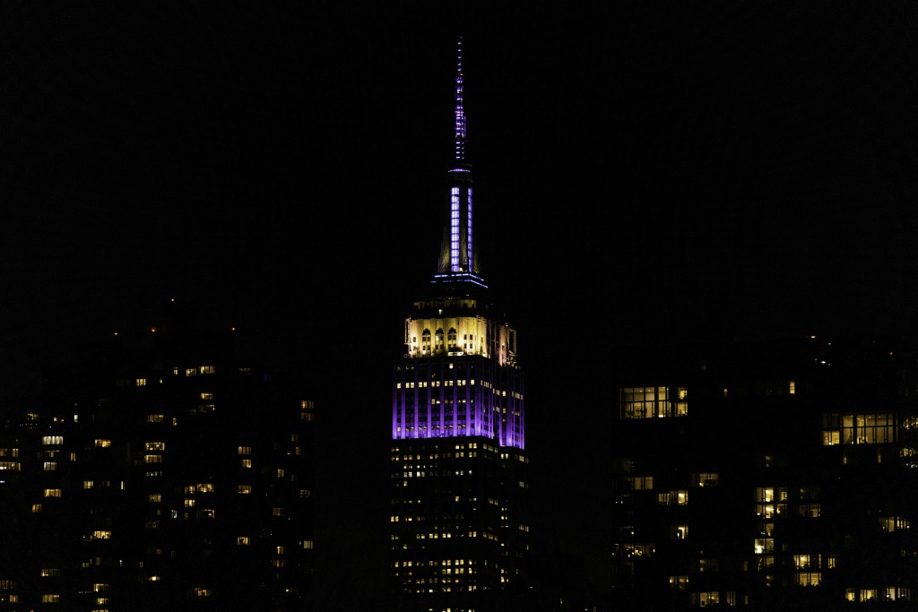 The Empire State Building is lit in purple and silver to celebrate of the 'life and legacy' of the late Queen Elizabeth II