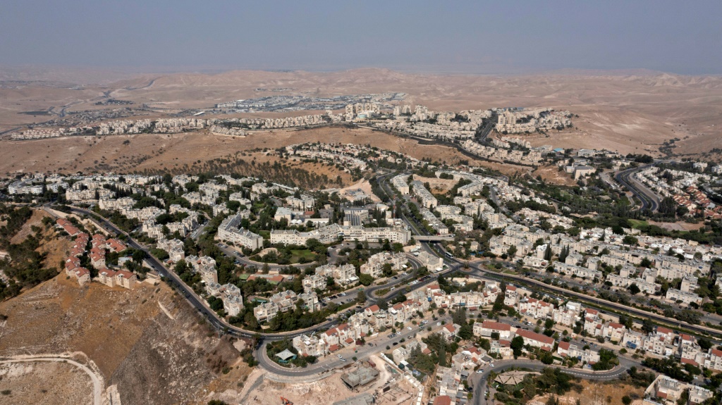 A picture shows a view of the Israeli settlement of Maale Adumim in the occupied West Bank, on the eastern outskirts of Jerusalem