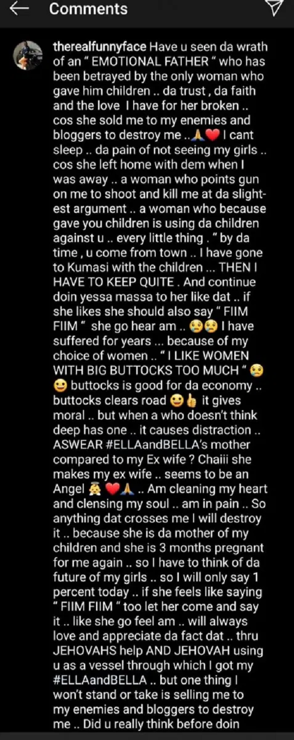 “My ex-wife is an angel” - Funny Face cries as he spills secrets about “wicked” baby mama
