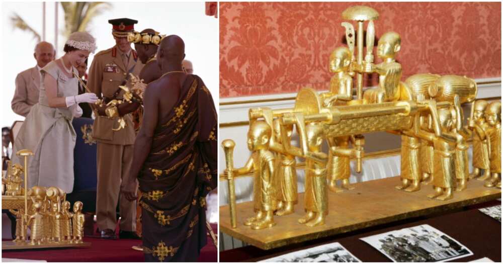 Queen Elizabeth receive gold gifts from Fante chiefs
