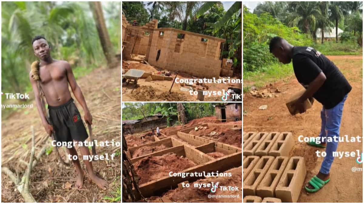Young man builds house from his palm wine tapping business, video amazes people