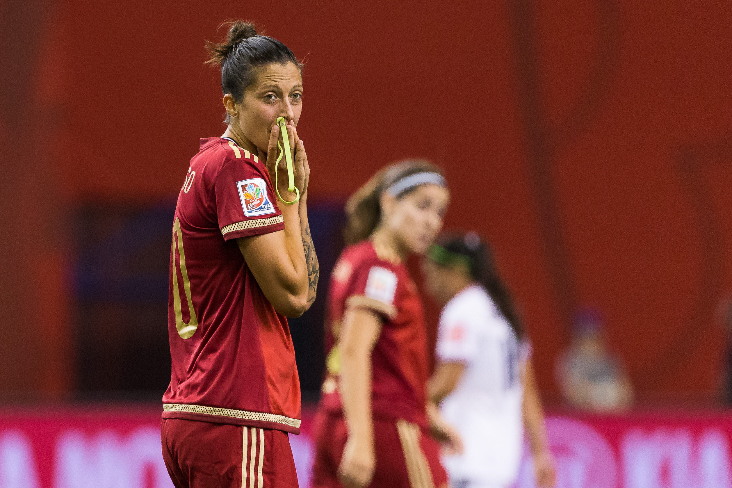 Jennifer Hermoso reacts during the FIFA Women's World Cup Group E match