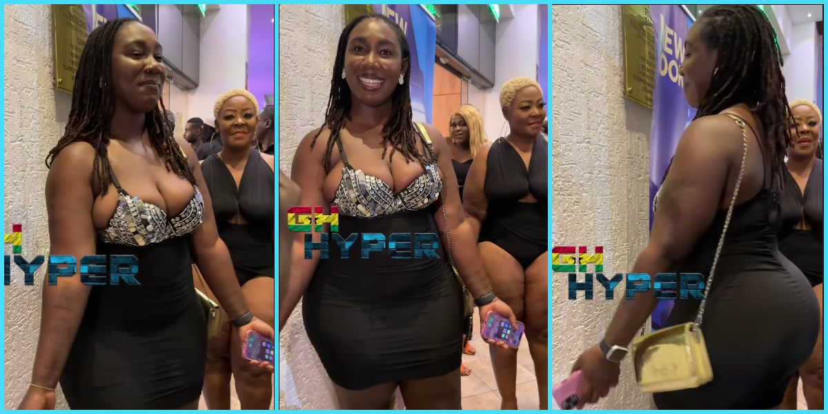 Funny Face's baby mama shows too much cleavage at All Black Party in Kumasi, video triggers bashing