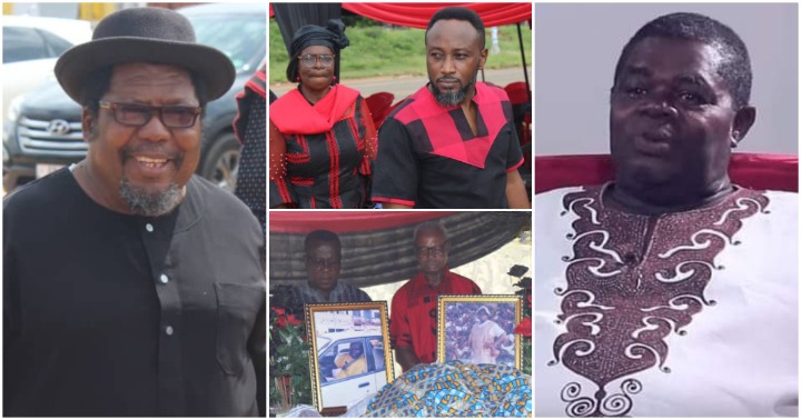 Actor Pattington Papa Nii Papafio, George Quaye, and others at Psalm Adjeteyfio's funeral