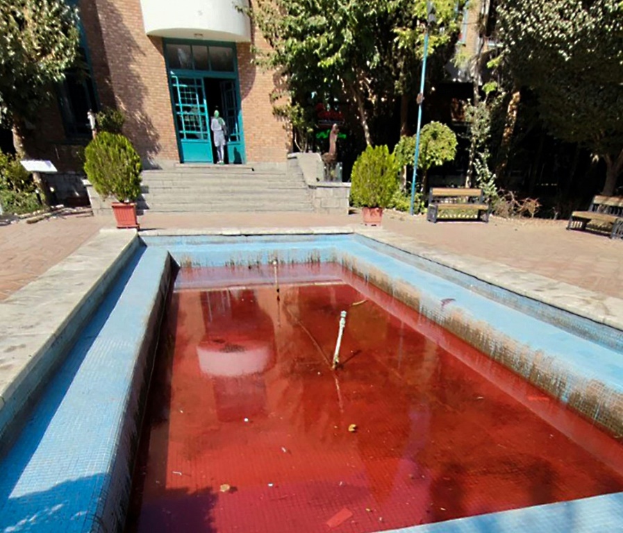 An anonymous artist has turned fountain waters in Tehran red to reflect the bloody crackdown