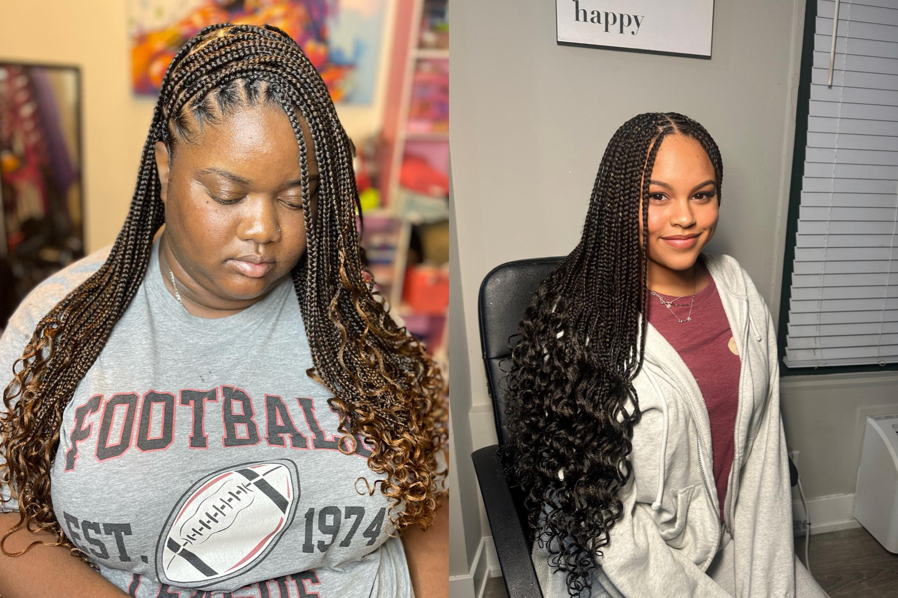 knotless braids with curls