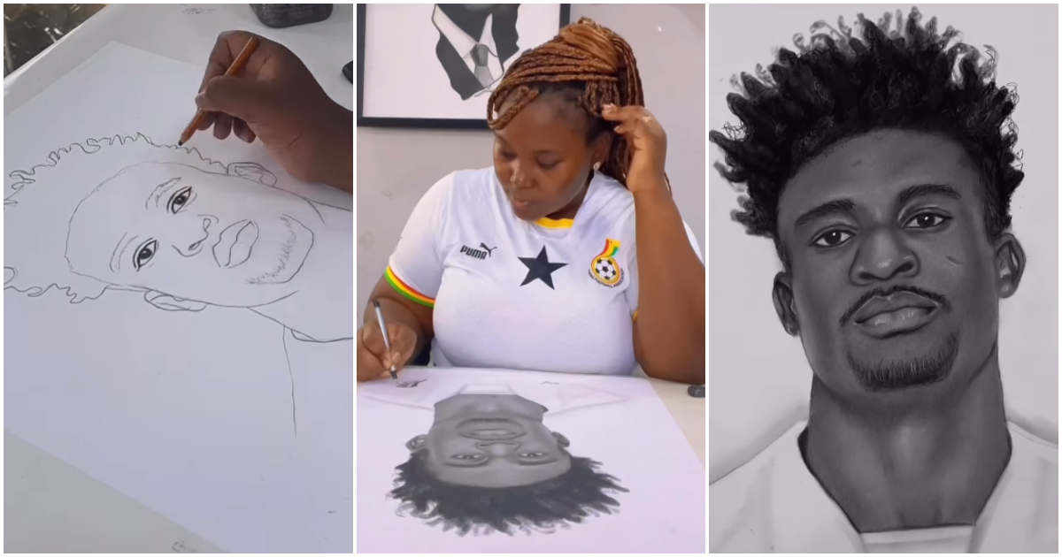World Cup 2022: Talented GH lady melts hearts with drawing of Mohammed Kudus in video