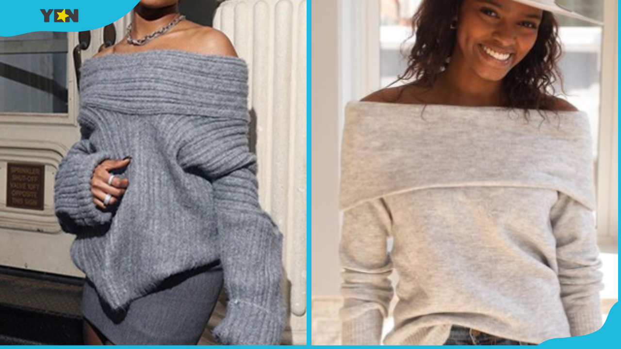 Women in different types of off-shoulder sweaters