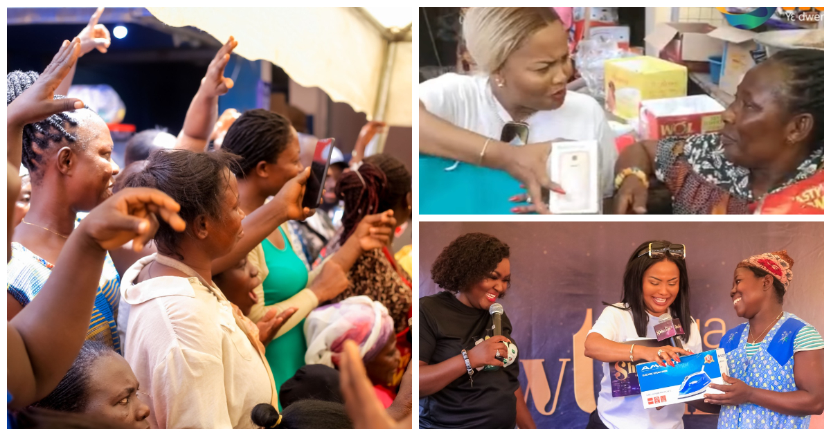Nana Ama McBrown celebrates Mother's Day with phones and gifts for Bantama and Kwadaso market women