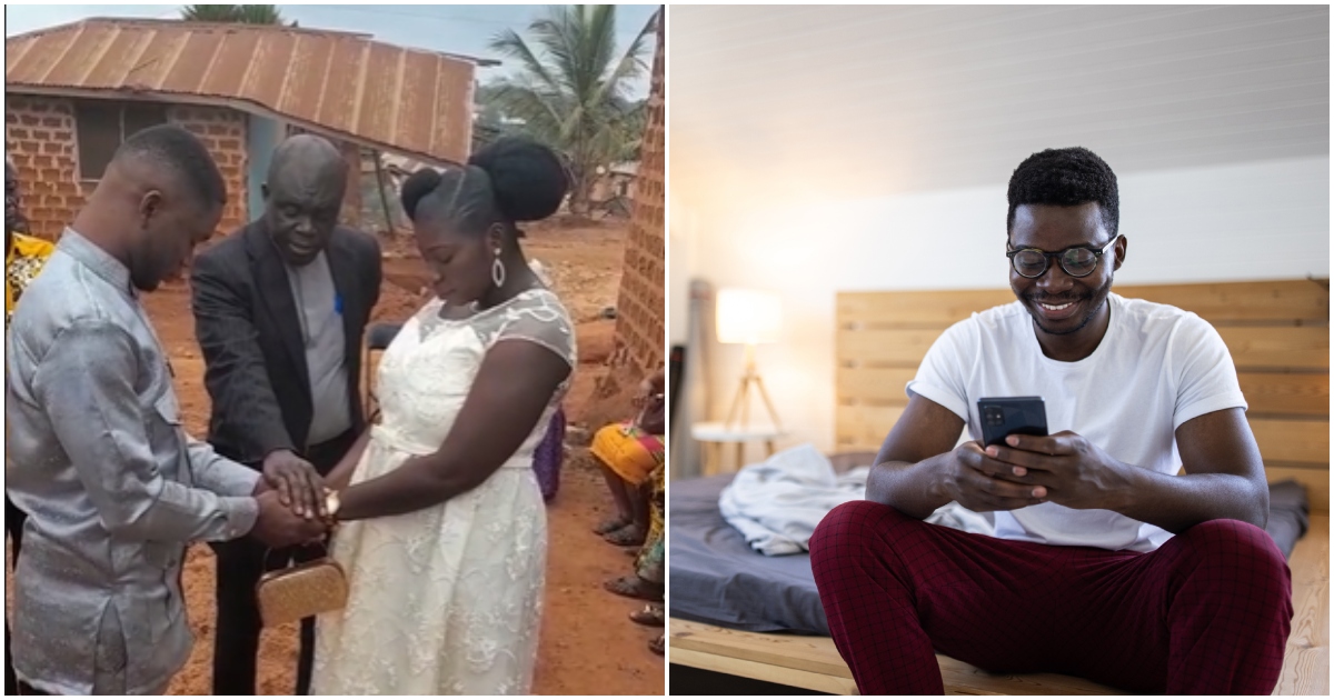 Photo of Ghanaian couple tying the knot in a simple ceremony