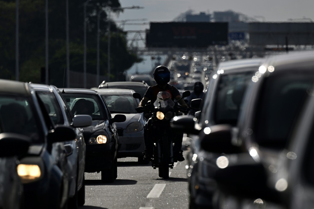 View of a traffic jam in Rio de Janeiro, Brazil