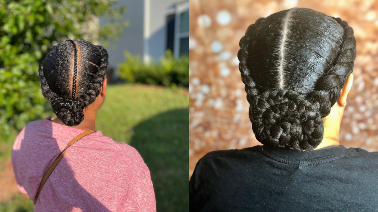Stunning two braids hairstyles styled into a bun