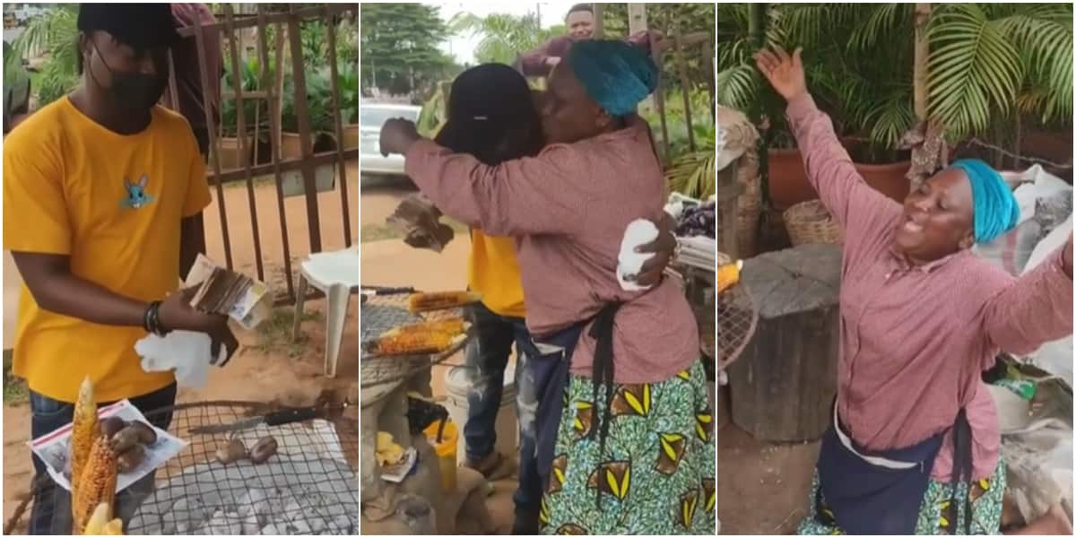 A young Nigerian man blessed a corn seller with N103k