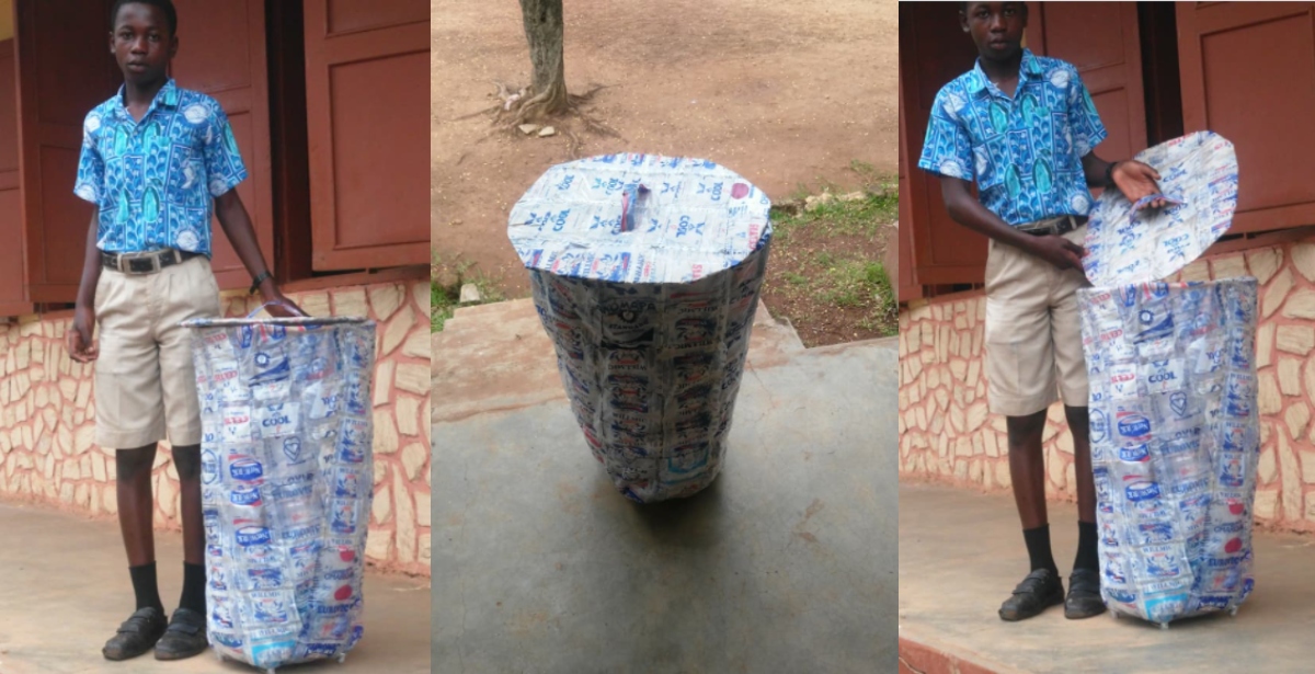 Student of St Thomas High School Impresses many as post of him with a Dustbin from Empty Sachets goes Viral
