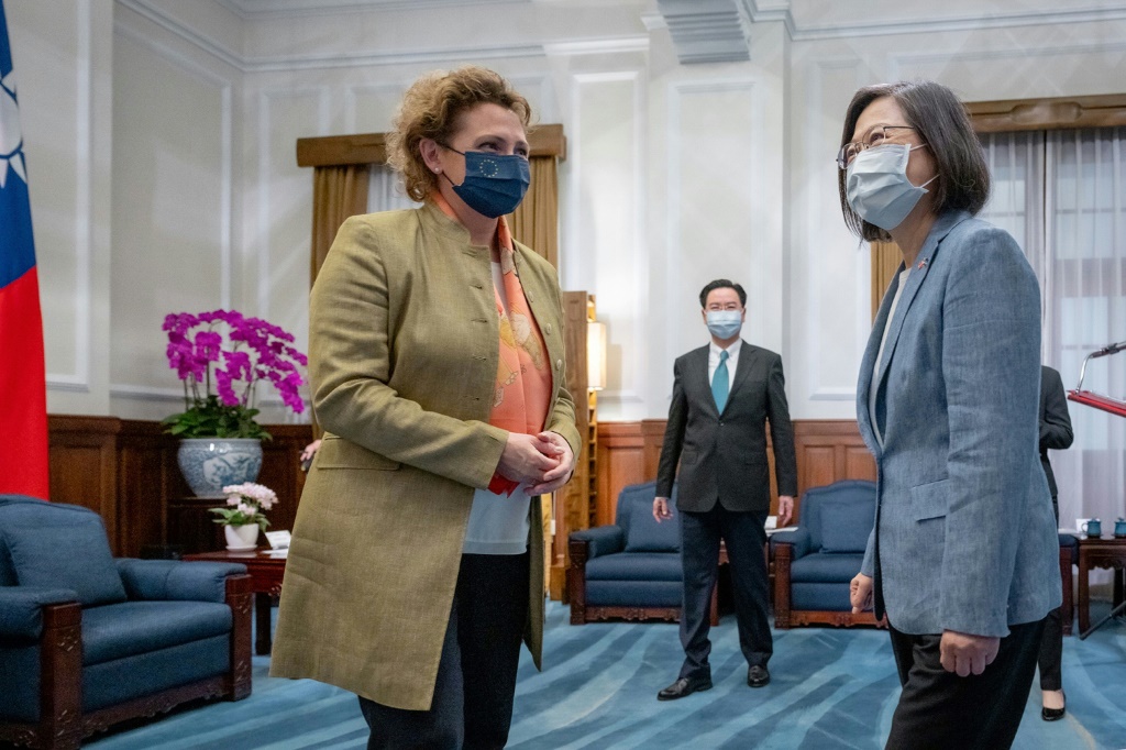 Nicola Beer (L), one of the European Parliament's vice-presidents, arrived on Tuesday for what Taiwan's foreign ministry described as "the first official visit" by an MEP of her rank