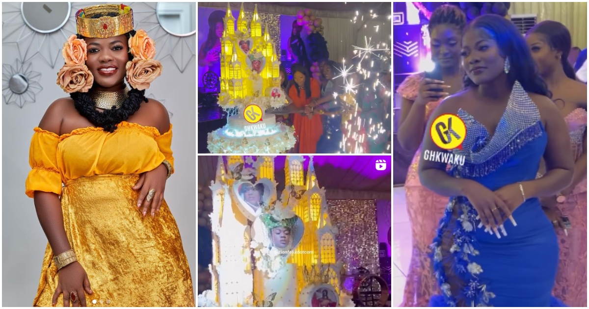 Asantewaa: Video of mansion-themed cake at TikToker's b'day party causes stir: "Where is your husband?"