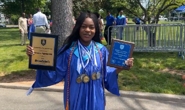 Yvonne Agyapong graduates as the valedictorian at the Union Catholic High School in the US.