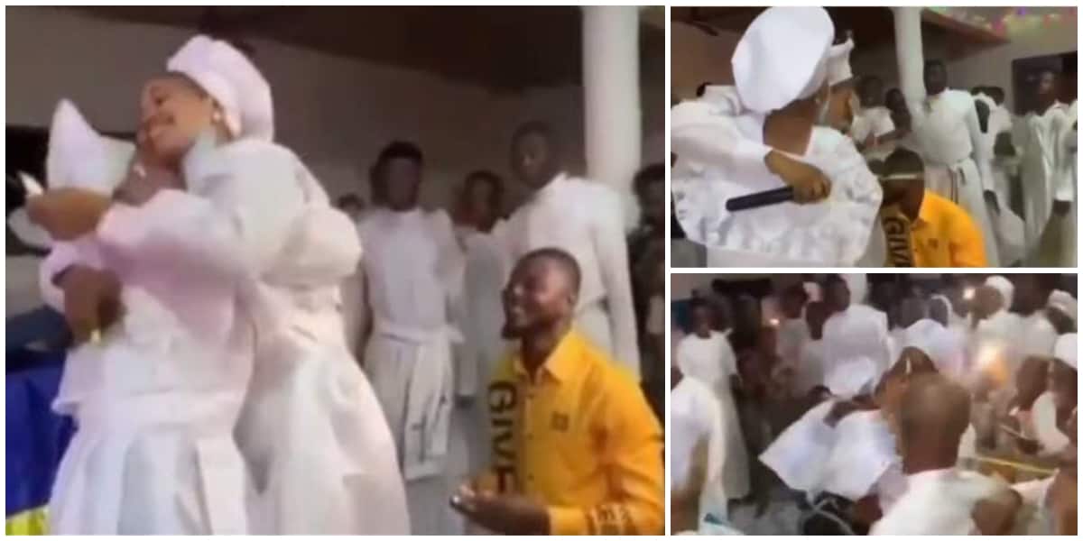 Lady attempts to flee as man proposes to her during church service, video stirs reactions