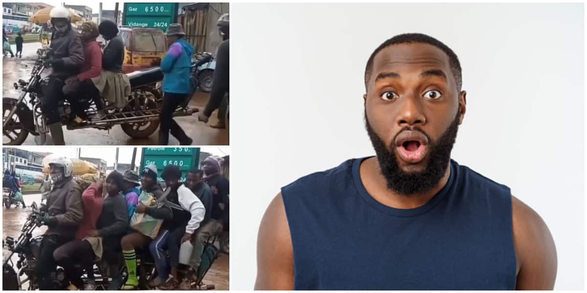 Social media reacts to viral video of okada man carrying 7 passengers at once