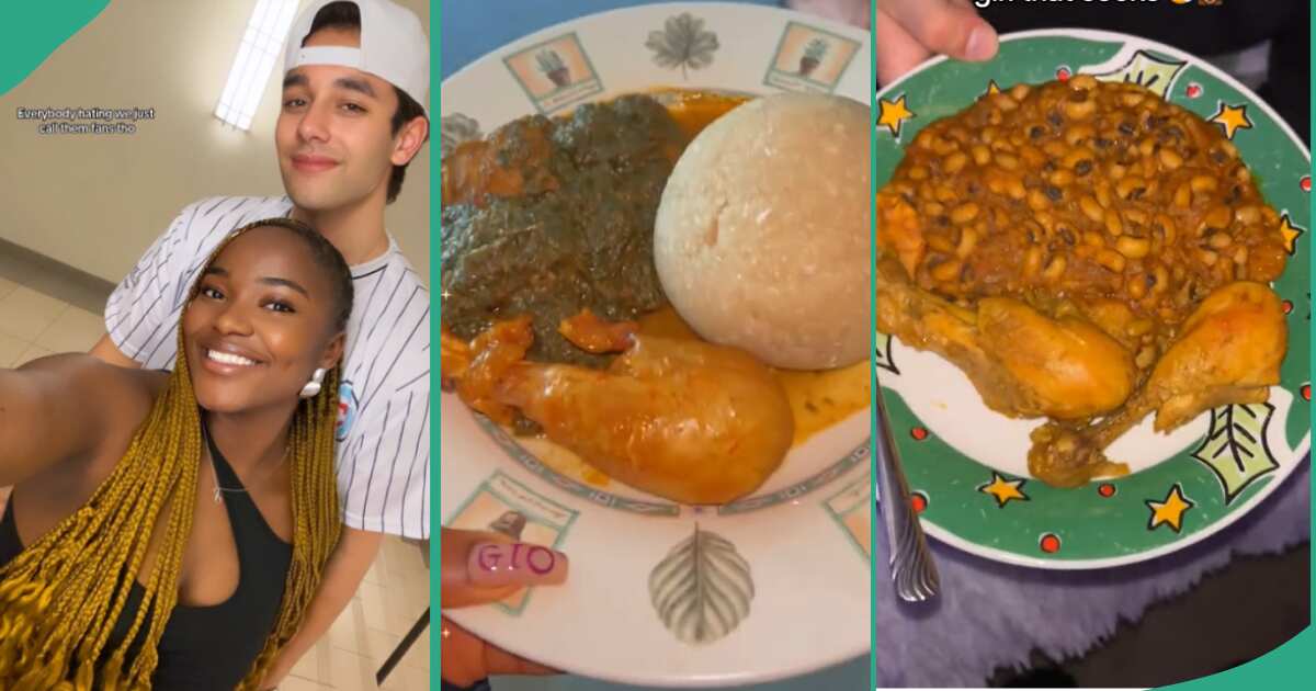 Obroni man dating pretty lady trends on TikTok after showing how she feeds him local delicacies