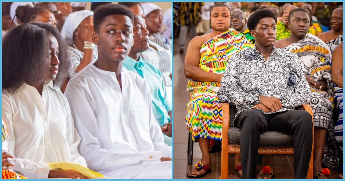 Otumfuo's cute-lipped son looks tall and handsome in new photos, Ghanaians react