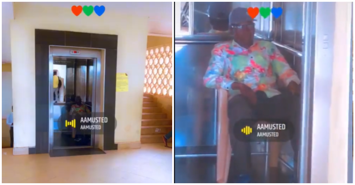 Ghanaian security man whose post is in an elevator
