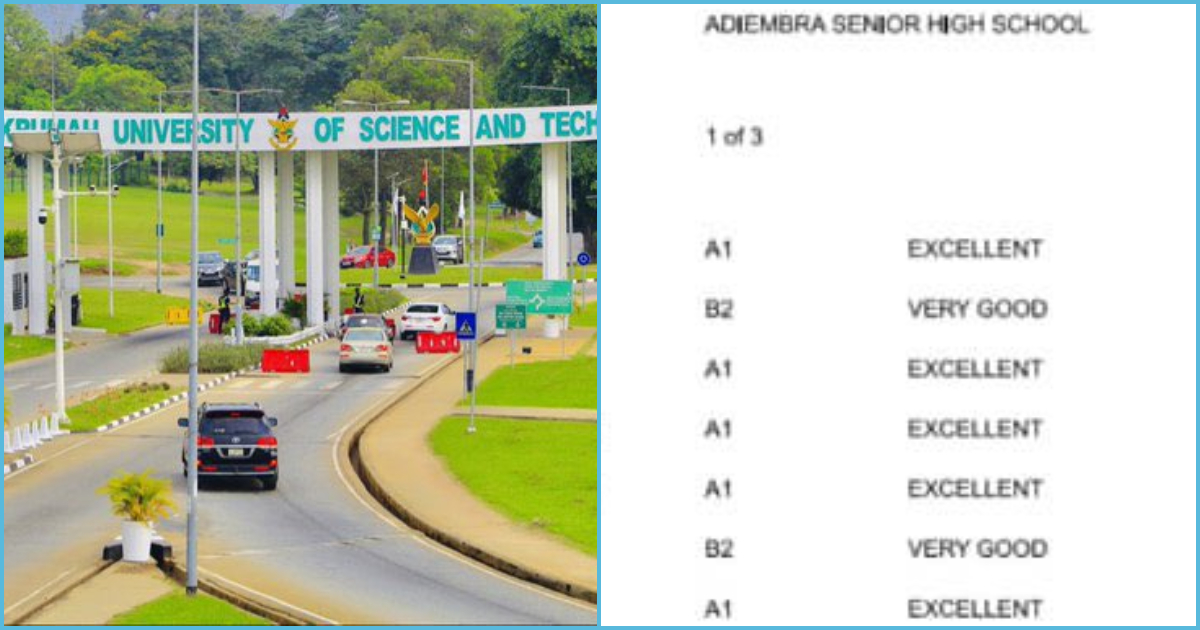 Photo of KNUST entrance and result slip pf WASSCE student