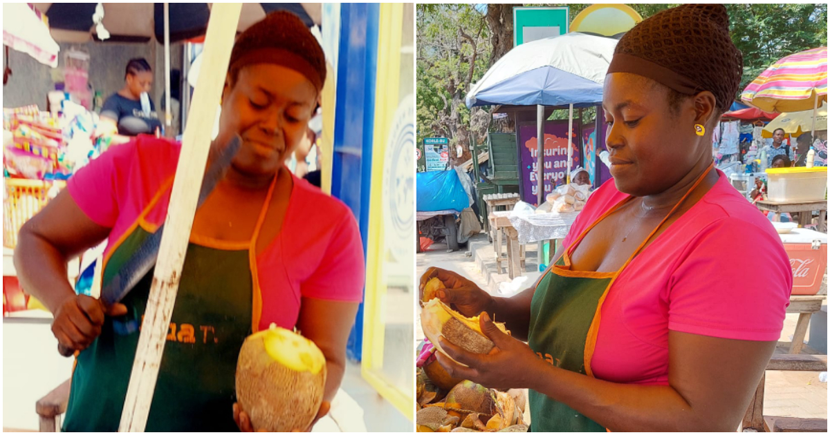 Ghanaian female coconut vendor.