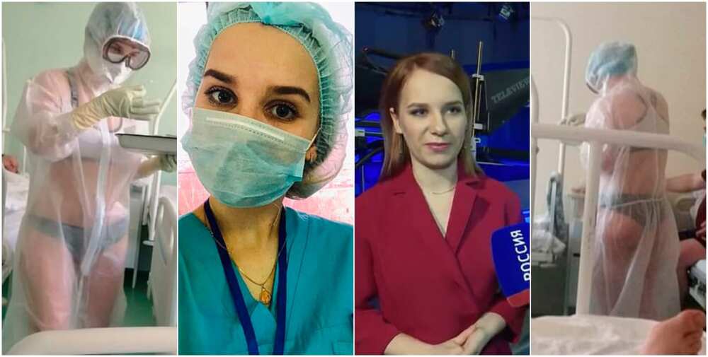 Russian nurse who wore only lingerie under a see-through protective gown on coronavirus ward becomes a TV weather presenter