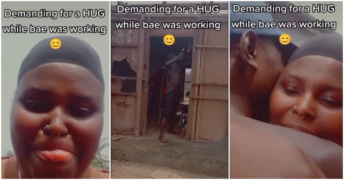 "She's proud of him": Lady shows off her boyfriend who is a carpenter, hugs and kisses him in video