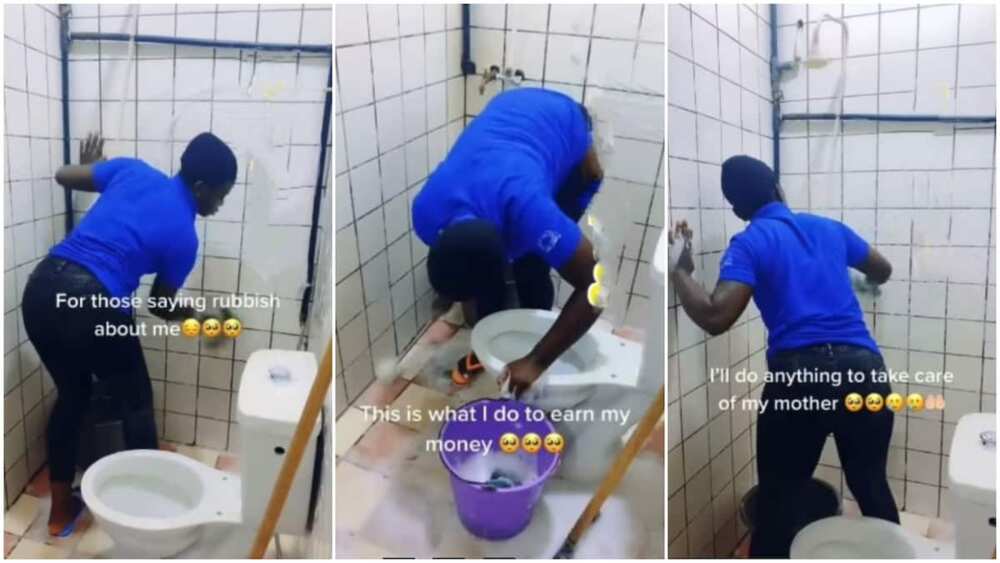Lady cleans toilet for a living