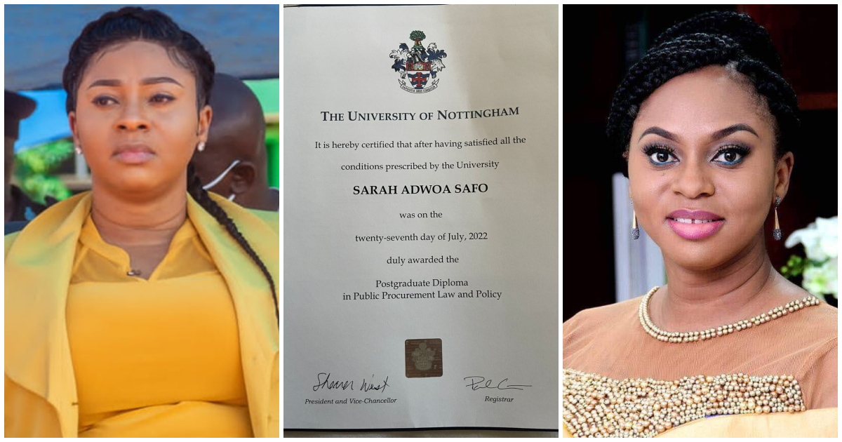 Dome Kwabenya MP Sarah Adwoa Safo bags Post Graduate Diploma in Public Procurement Law
