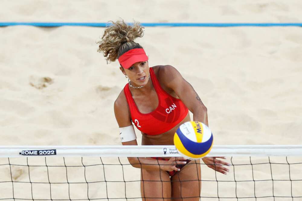 Female beach volleyball players