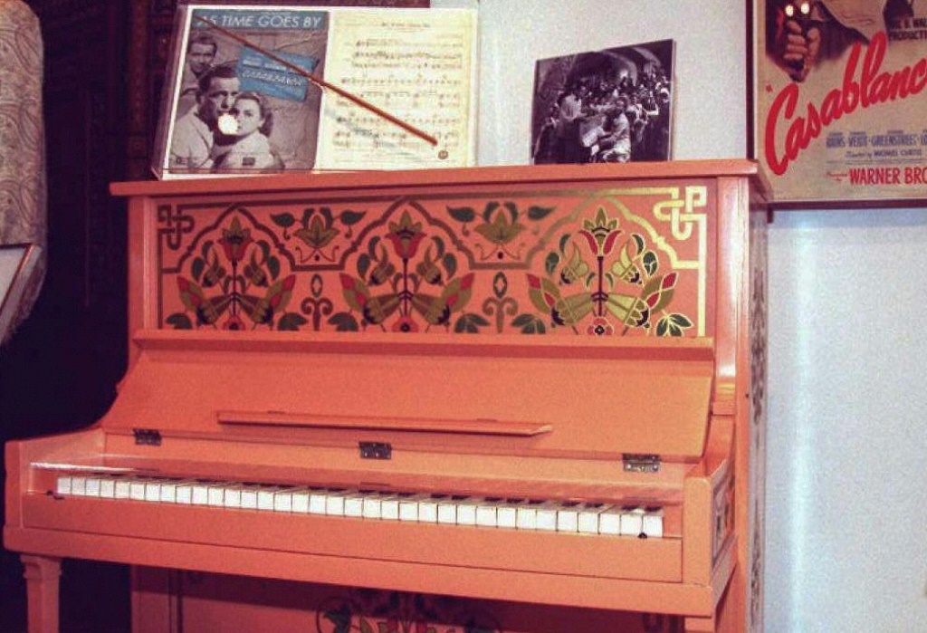 The piano used in "Casablanca" to play "As Time Goes By" on display at the Warner Brothers Studio Museum in Burbank, California, in a file picture from 1996