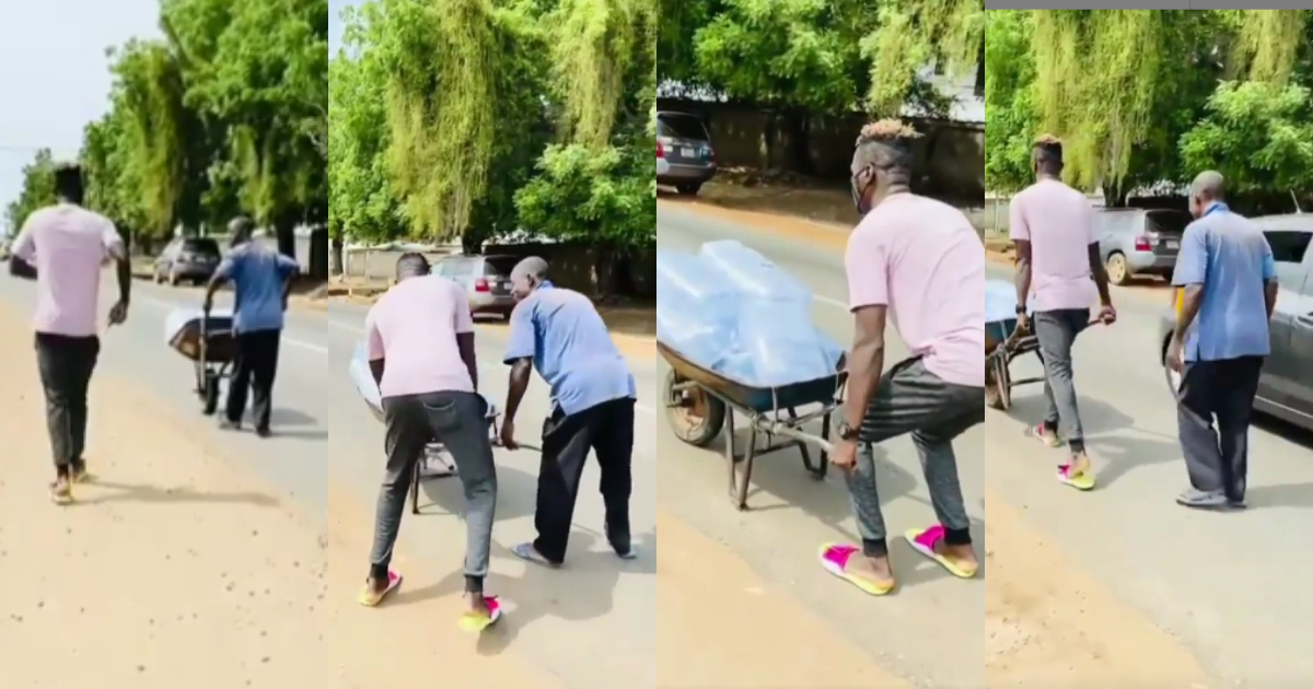 Keche Joshua shows kindness as he assists old man pushing wheelbarrow in video