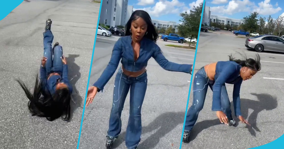 Efia Odo falls while roller-skating in Florida in the US, video gets many laughing hard