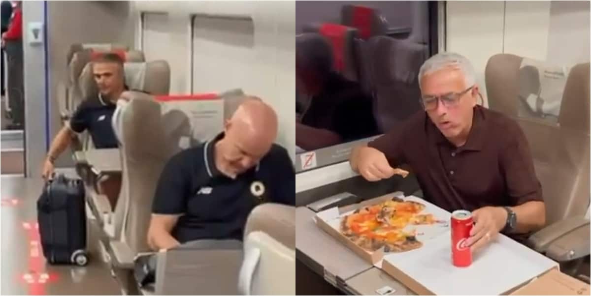 Mourinho celebrates Roma's 2nd Serie A victory in style on a train with coaching staff
