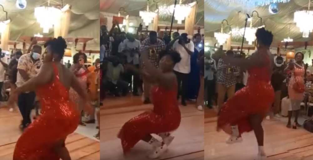 Video of A Ghanaian Lady Dancing with intense Energy at A Wedding Goes Viral