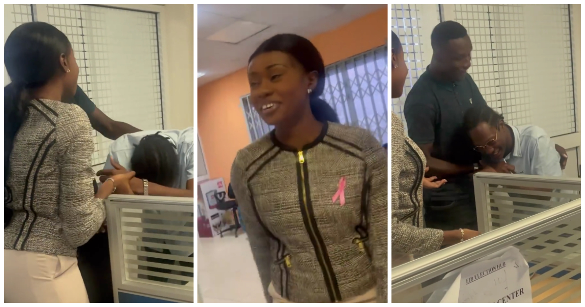 Natalie Fort storms work to surprise new intern who has been crushing on her at the office